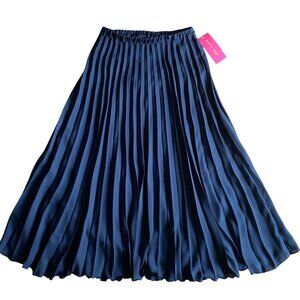 Sunny Leigh Navy Pleated Maxi Skirt Galactica Style M Made In USA 100% Polyester